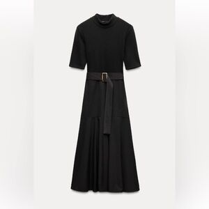 Zara Black Belted Midi Dress
